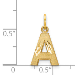 14K Gold Letter A Initial Charm with Diamond-Cut Texture Elegant Medium Size