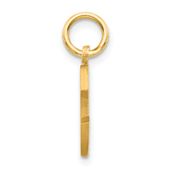 14K Gold Diamond-Cut Letter C Initial Charm Elegant & Sandblasted Finish