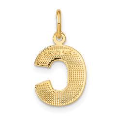 14K Gold Diamond-Cut Letter C Initial Charm Elegant & Sandblasted Finish