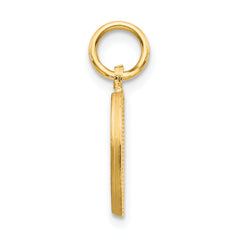 14K Gold Diamond-Cut Letter D Initial Charm Elegant Sandblasted Finish