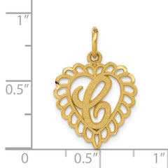 14K Gold Heart Letter C Charm with Diamond-Cut Texture Elegant Gift