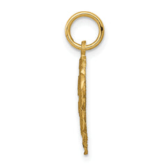 14K Gold Heart Letter E Charm with Diamond-Cut Sandblasted Finish