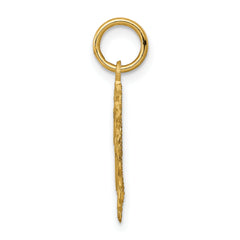 14K Gold Heart Letter F Charm with Diamond-Cut Sandblasted Finish