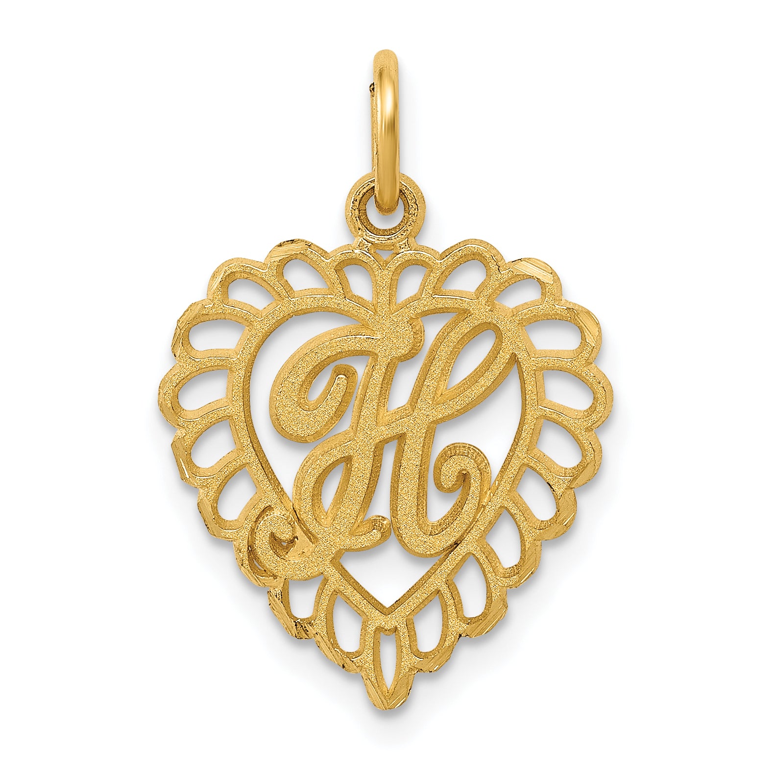14k Heart Letter H Charm
