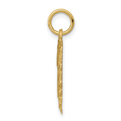 14K Gold Heart Letter J Charm with Diamond-Cut Sandblasted Finish