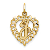 14k Heart Letter J Charm