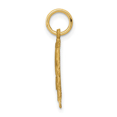 14K Gold Heart Letter R Charm with Diamond-Cut and Sandblasted Finish