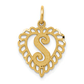 14k Heart Letter S Charm