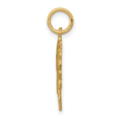 14K Gold Heart Letter T Charm with Diamond-Cut Sandblasted Finish