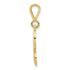 14K Gold Polished Filigree Letter H Initial Pendant Elegant Large Design