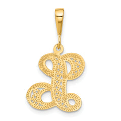 14K Gold Polished Filigree Letter L Pendant Large Elegant Design