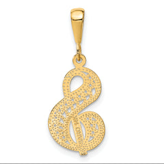 14K Gold Polished Script Filigree Letter S Pendant Elegant Statement Piece
