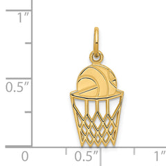 14K Gold Basketball in Net Charm for Men with Polished Finish