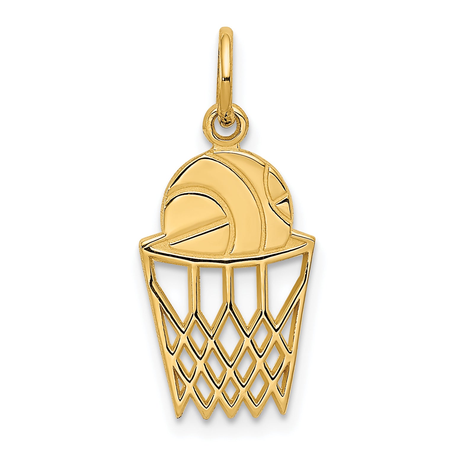 14k Basketball in Net Charm