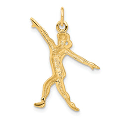 14K Gold Gymnast Charm with Brushed Diamond-Cut Finish