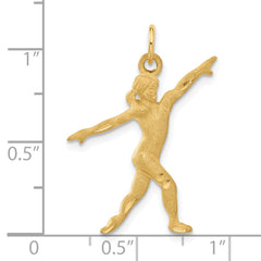 14K Gold Gymnast Charm with Brushed Diamond-Cut Finish