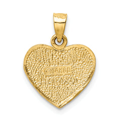 14K Gold Heart Pendant with Polished & Brushed Finish Solid