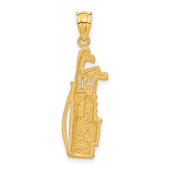 14K Gold Golf Bag Charm with Textured Solid Design for Men