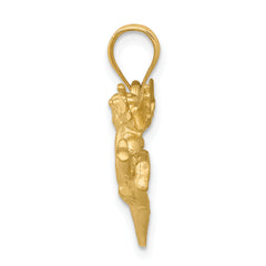 14K Satin Gold Angel Heart Pendant with Solid Casted Design
