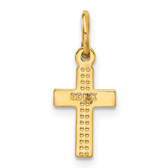 14K Gold Brushed Tiny Cross Charm with Diamond-Cut Texture
