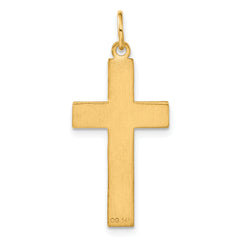 14K Gold Diamond-Cut Cross Charm Pendant Elegant Solid Design