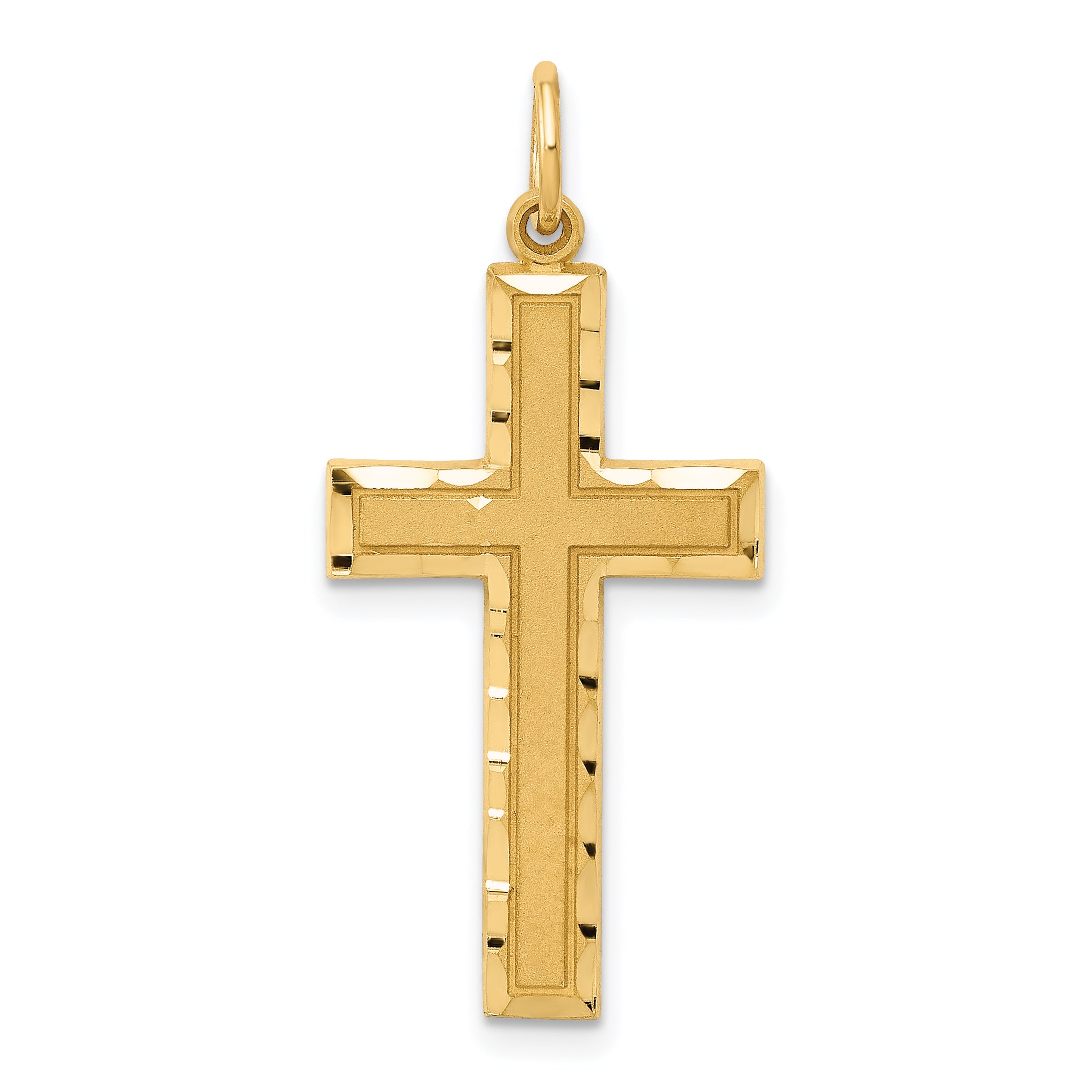 14K Diamond-cut Cross Charm