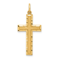 14K Diamond-cut Cross Charm
