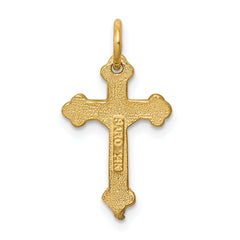 14K Gold Diamond-Cut INRI Crucifix Pendant Elegant Religious Charm