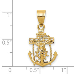 14K Gold Mariners Cross Pendant with Polished Finish Elegant Design
