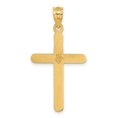 14K Gold Polished Cross Pendant with Solid Casted Design by Sophia Jewelers