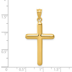 14K Gold Polished Cross Pendant with Solid Casted Design by Sophia Jewelers