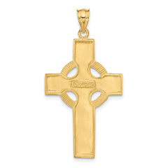 14K Gold Celtic Cross Pendant with Textured Detail Solid, Casted Design