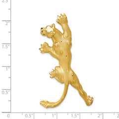 14K Gold Panther Pendant for Men with Polished Finish & Diamond-Cut Detailing