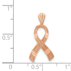 14K Rose Gold Diamond-Cut Awareness Pendant with Brushed Finish, 22mm