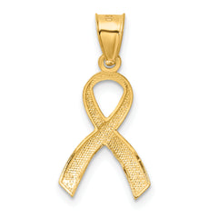 14K Gold Diamond-Cut Awareness Pendant with Brushed Finish by Sophia Jewelers