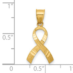 14K Gold Diamond-Cut Awareness Pendant with Brushed Finish by Sophia Jewelers