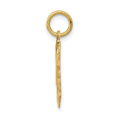 14K Gold Heart Charm Pendant with Polished Brushed Finish 20 in Length