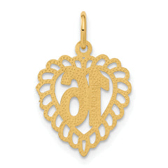 14K Gold Heart Charm with Polished & Brushed Finish