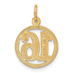 14K Yellow Gold Circle Pendant with Diamond-Cut No. 16 Polished Finish
