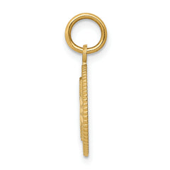 14K Gold #21 Circle Pendant with Polished Diamond-Cut Finish