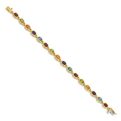 14k Oval Gemstone Rainbow Bracelet