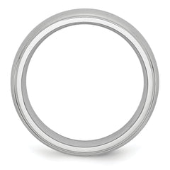 Cobalt Satin Ridged Edge Unisex Wedding Band Engravable 7mm