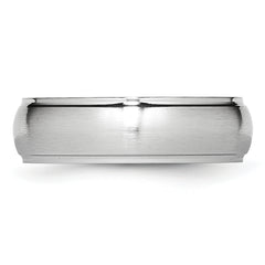 Cobalt Satin Ridged Edge Unisex Wedding Band Engravable 7mm