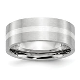 Cobalt Sterling Silver Inlay Satin 8mm Flat Band