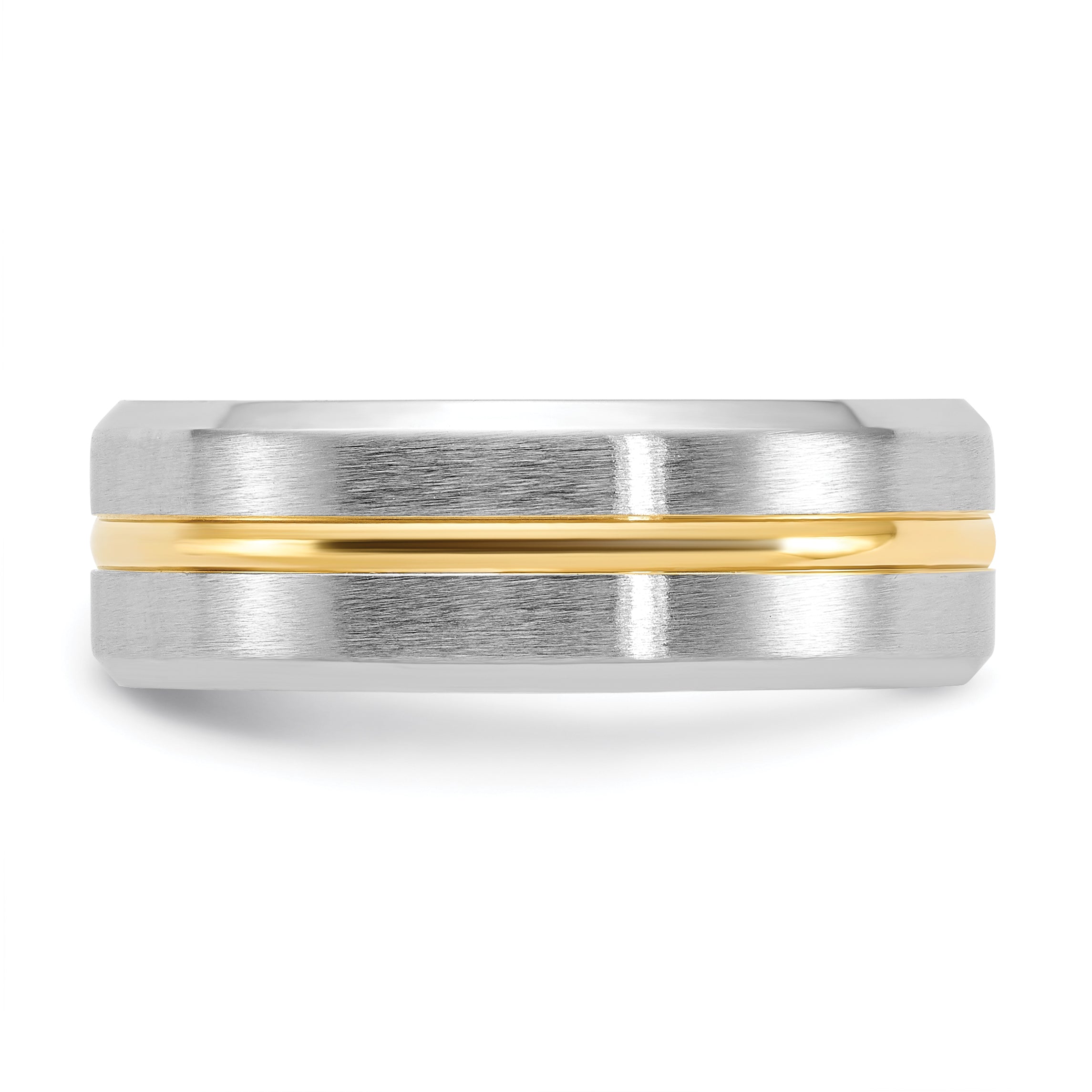 Cobalt Brushed and Polished with Yellow IP-plated Center Beveled Edge 8mm Band