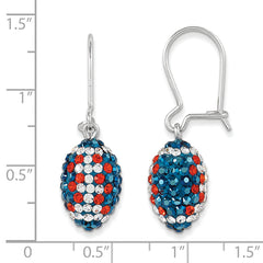 Sterling Silver Swarovski Crystal Football Earrings with Polished Drop Design