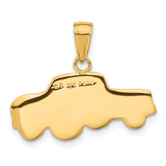 14K Gold and Rhodium Pick-up Truck Pendant with Polished Finish for Men