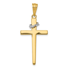 14K Two-Tone Cross w/Crown of Thorns Pendant