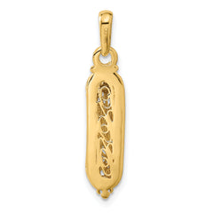 14K Gold Mezuzah Pendant with White Rhodium Accent and Polished Finish