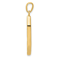 14K Gold Mezuzah Pendant with White Rhodium Accent Polished Finish